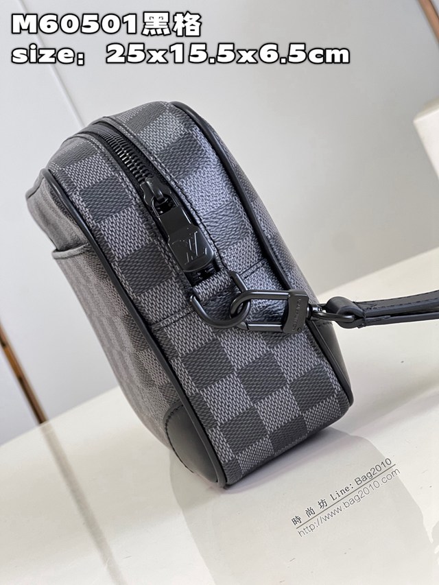LV專櫃2023新款Pochette Kasai手包 M60501黑格 路易威登黑格男士手拿包 dn1286